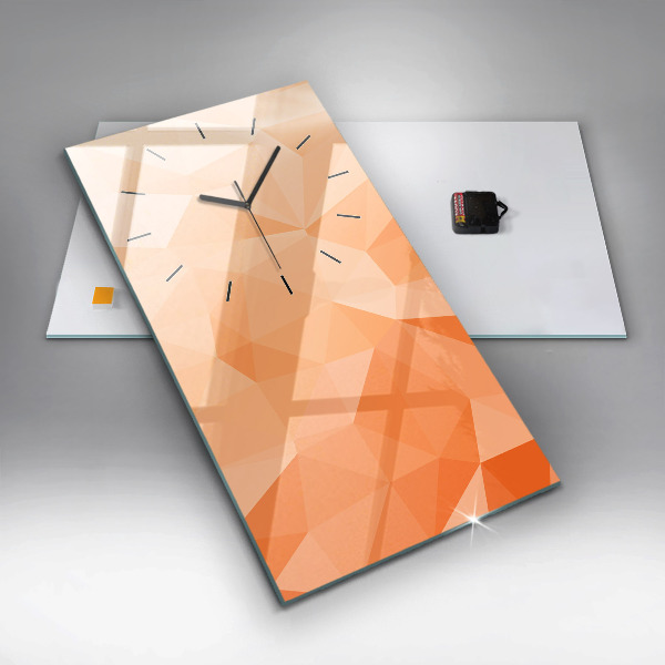 Ceas vertical de perete din sticlă Triunghiuri abstracte