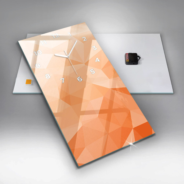 Ceas vertical de perete din sticlă Triunghiuri abstracte