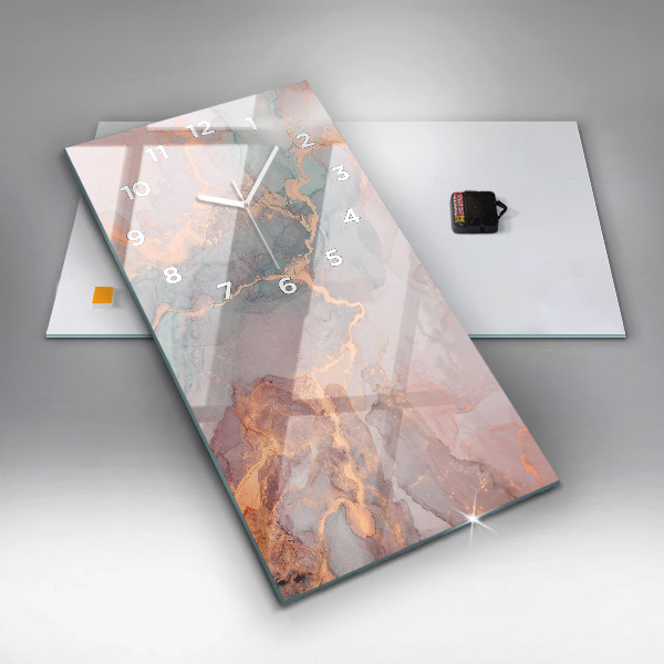 Ceas vertical de perete din sticlă Textura marmură