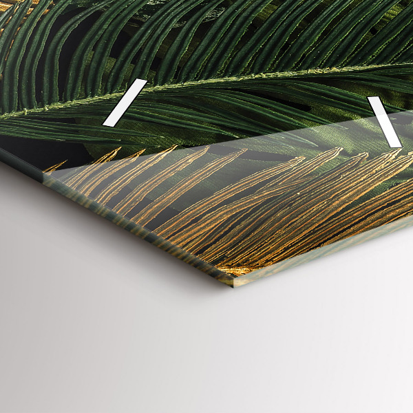 Ceas vertical de perete din sticlă Frunzele junglei