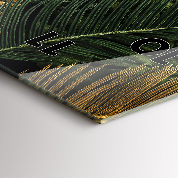 Ceas vertical de perete din sticlă Frunzele junglei