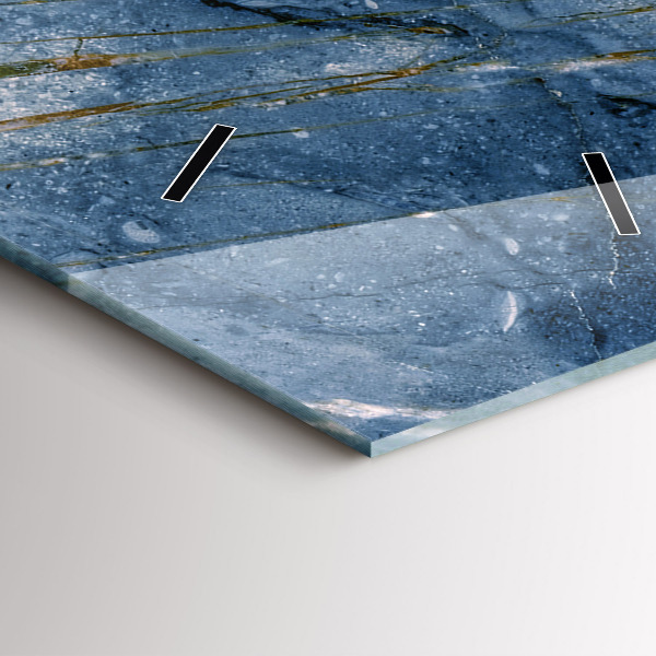 Ceas vertical de perete din sticlă Textura marmură albastră