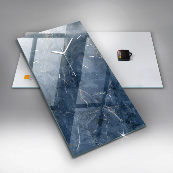 Ceas vertical de perete din sticlă Textura marmură albastră