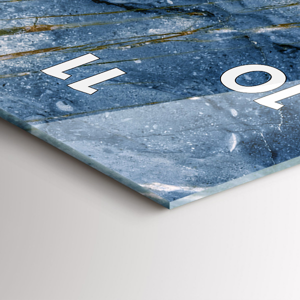 Ceas vertical de perete din sticlă Textura marmură albastră