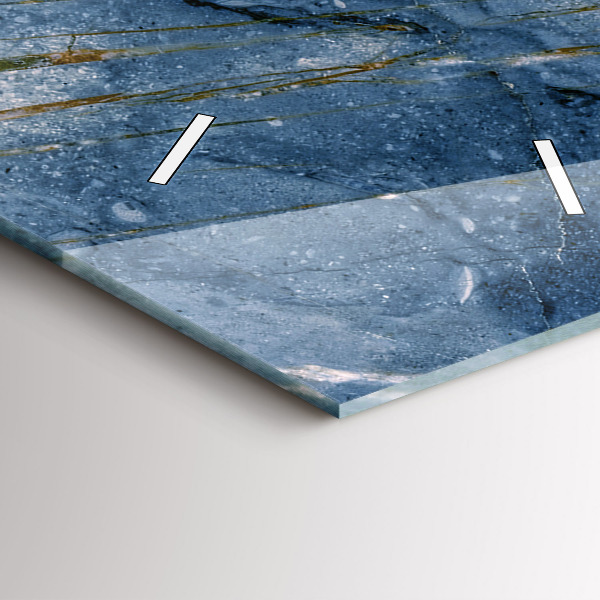 Ceas vertical de perete din sticlă Textura marmură albastră