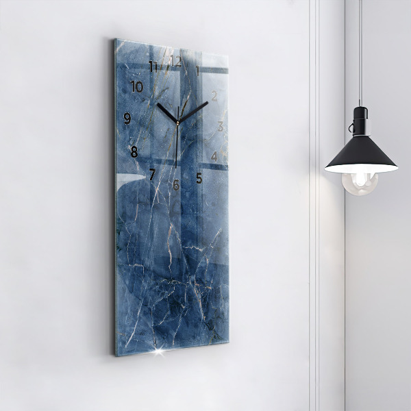 Ceas vertical de perete din sticlă Textura marmură albastră