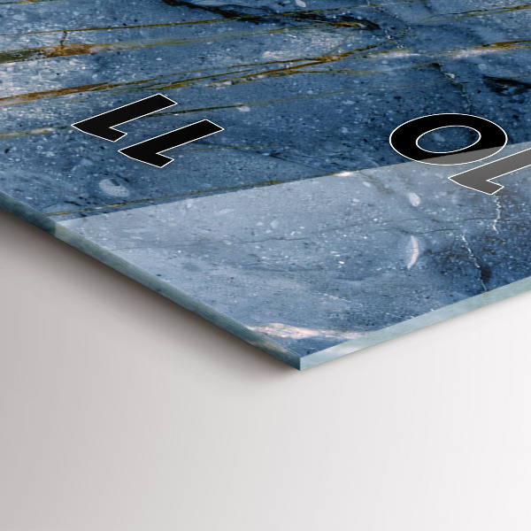 Ceas vertical de perete din sticlă Textura marmură albastră