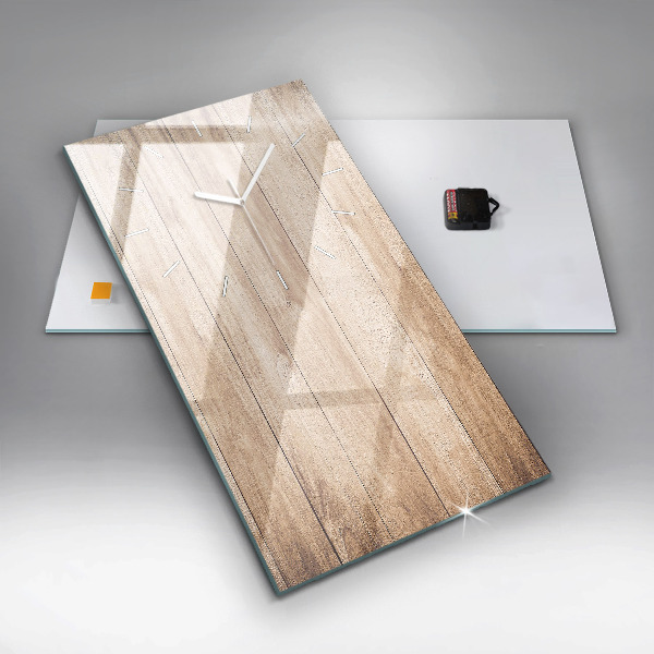 Ceas vertical de perete din sticlă Textura din lemn