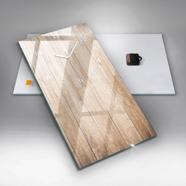 Ceas vertical de perete din sticlă Textura din lemn