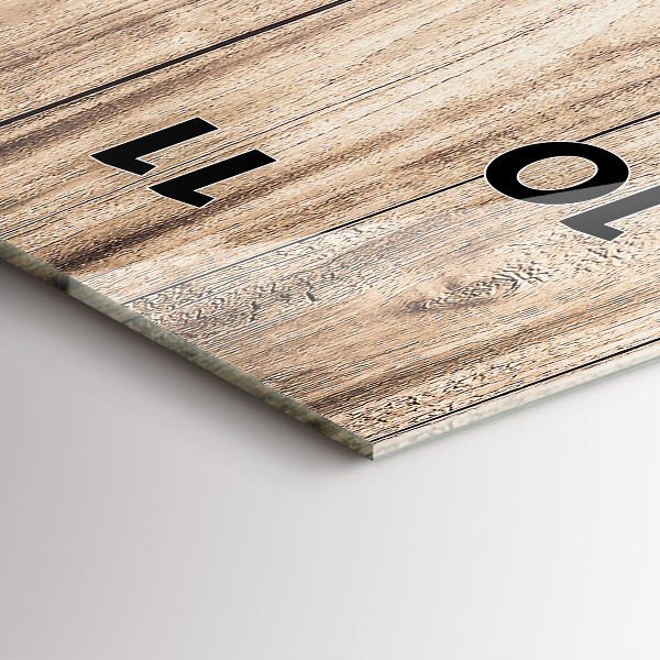 Ceas vertical de perete din sticlă Textura din lemn