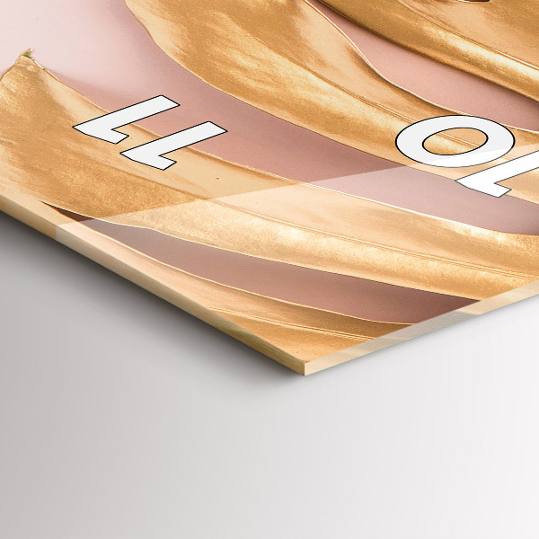 Ceas vertical de perete din sticlă Frunze tropicale aurii