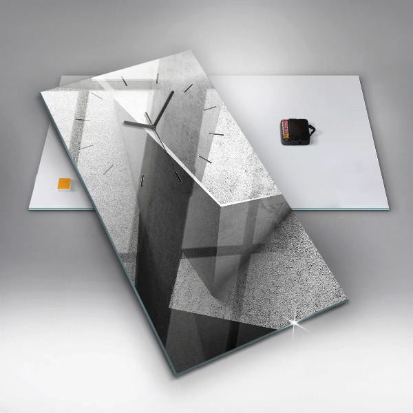 Ceas vertical de perete din sticlă Triunghiuri abstracte