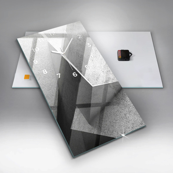 Ceas vertical de perete din sticlă Triunghiuri abstracte