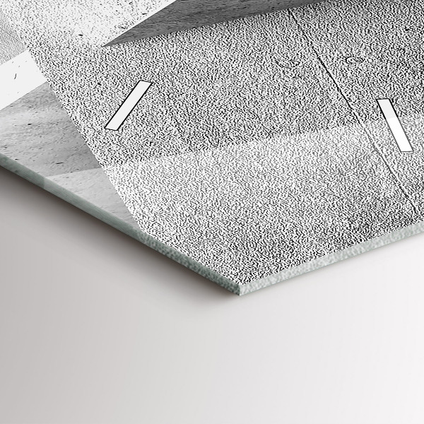 Ceas vertical de perete din sticlă Triunghiuri abstracte