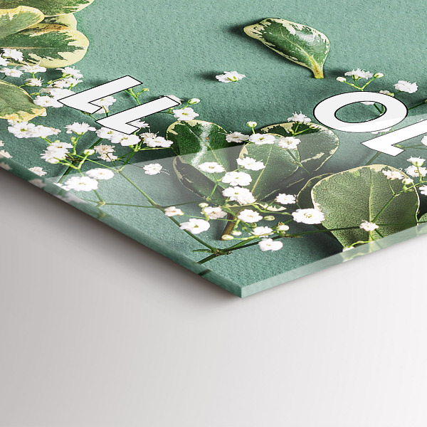 Ceas vertical de perete din sticlă Flori delicate