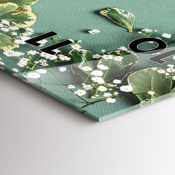 Ceas vertical de perete din sticlă Flori delicate