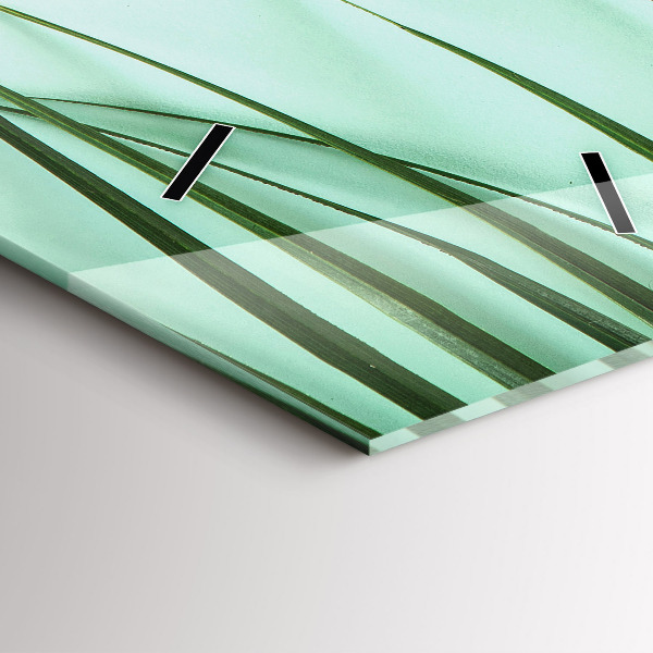 Ceas vertical de perete din sticlă Monstera pleacă