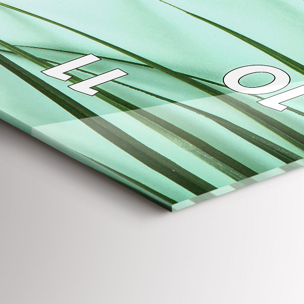 Ceas vertical de perete din sticlă Monstera pleacă