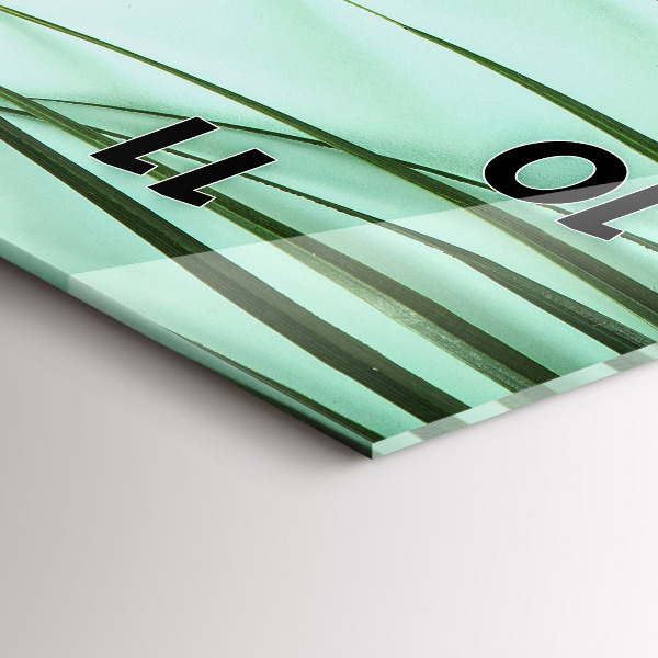 Ceas vertical de perete din sticlă Monstera pleacă