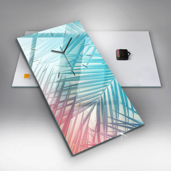 Ceas vertical de perete din sticlă Palmier tropical