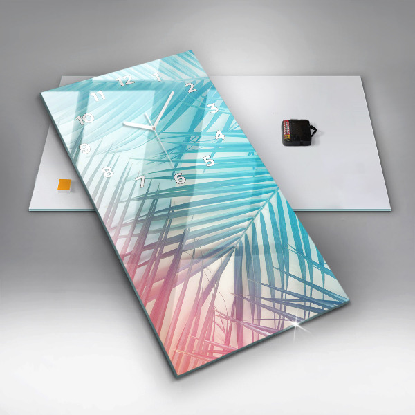 Ceas vertical de perete din sticlă Palmier tropical