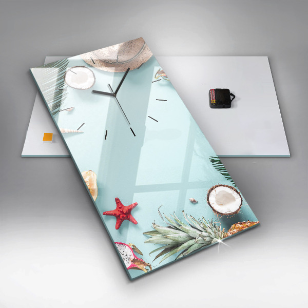 Ceas vertical de perete din sticlă Compoziție de vară