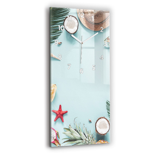 Ceas vertical de perete din sticlă Compoziție de vară