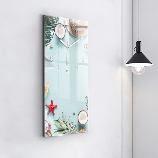 Ceas vertical de perete din sticlă Compoziție de vară