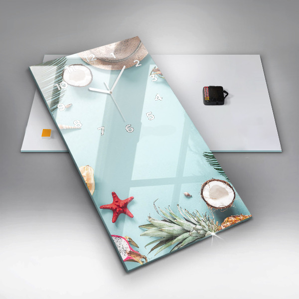 Ceas vertical de perete din sticlă Compoziție de vară