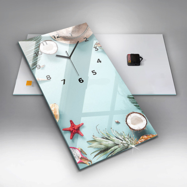 Ceas vertical de perete din sticlă Compoziție de vară