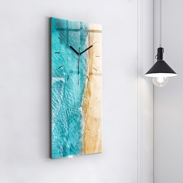 Ceas vertical de perete din sticlă Oameni de pe plajă