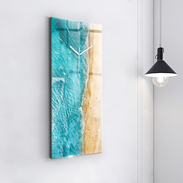 Ceas vertical de perete din sticlă Oameni de pe plajă