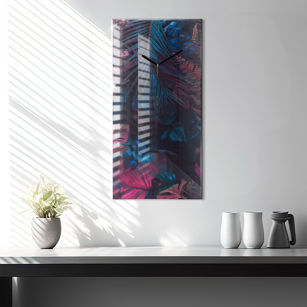 Ceas vertical de perete din sticlă Flori exotice