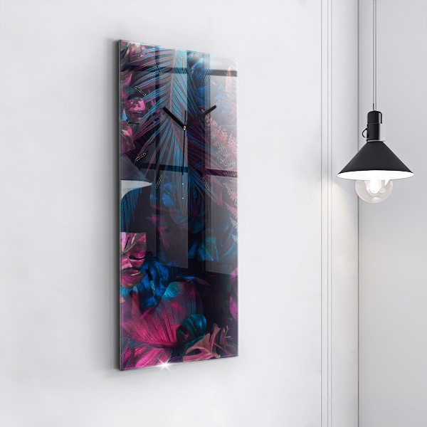 Ceas vertical de perete din sticlă Flori exotice