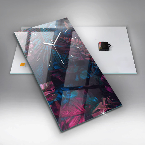 Ceas vertical de perete din sticlă Flori exotice