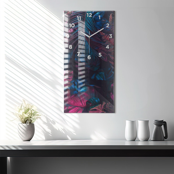 Ceas vertical de perete din sticlă Flori exotice