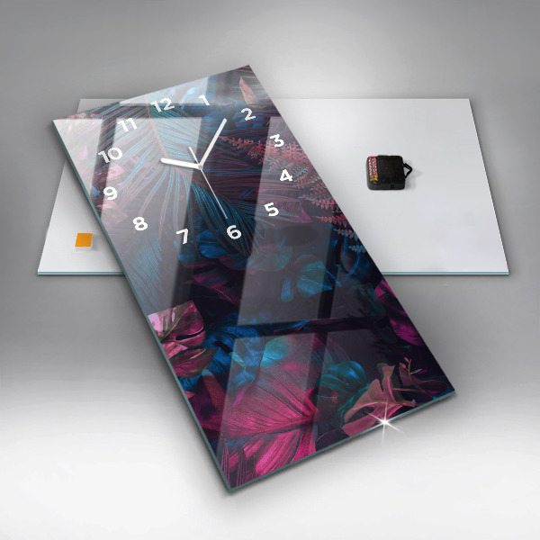 Ceas vertical de perete din sticlă Flori exotice