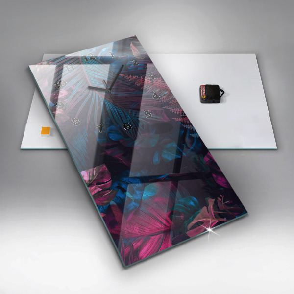 Ceas vertical de perete din sticlă Flori exotice