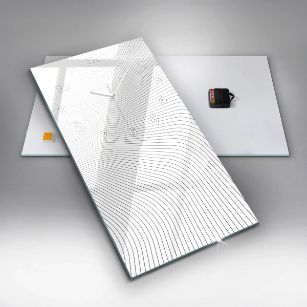 Ceas vertical de perete din sticlă Linii abstracte