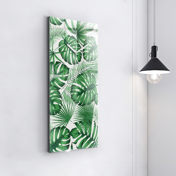 Ceas vertical de perete din sticlă Monstera pleacă