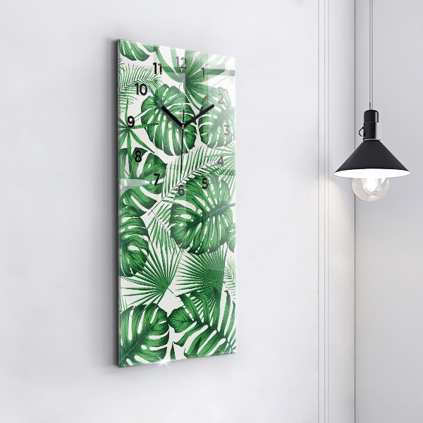 Ceas vertical de perete din sticlă Monstera pleacă