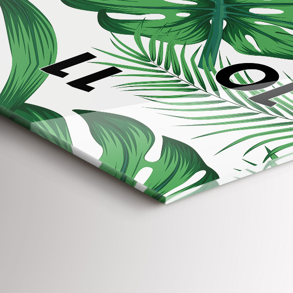 Ceas vertical de perete din sticlă Monstera pleacă