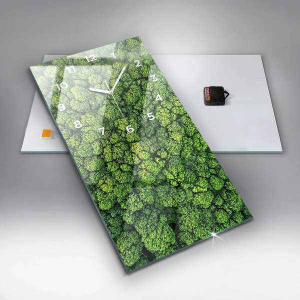 Ceas vertical de perete din sticlă Pădure de sus