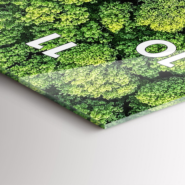 Ceas vertical de perete din sticlă Pădure de sus