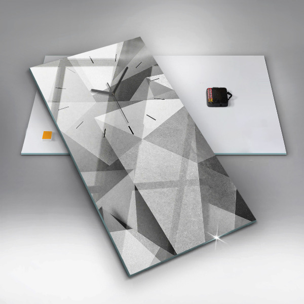 Ceas vertical de perete din sticlă Abstracție geometrică gri