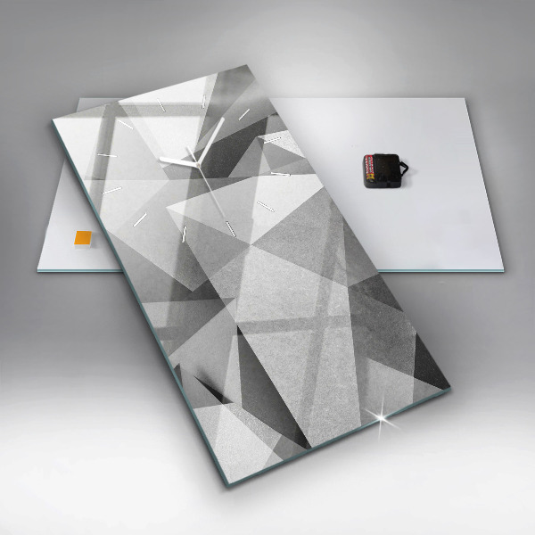 Ceas vertical de perete din sticlă Abstracție geometrică gri