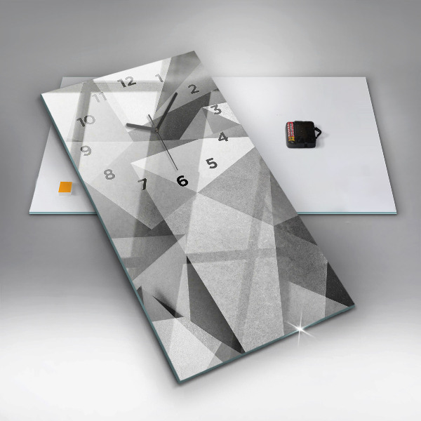 Ceas vertical de perete din sticlă Abstracție geometrică gri