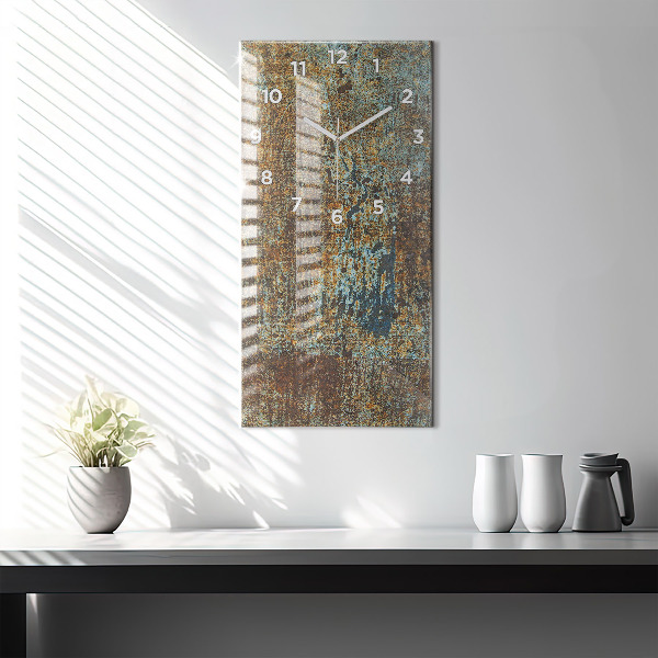 Ceas vertical de perete din sticlă Textura metalică veche