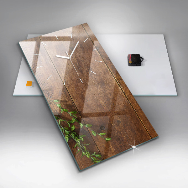Ceas vertical de perete din sticlă Lemn rustic
