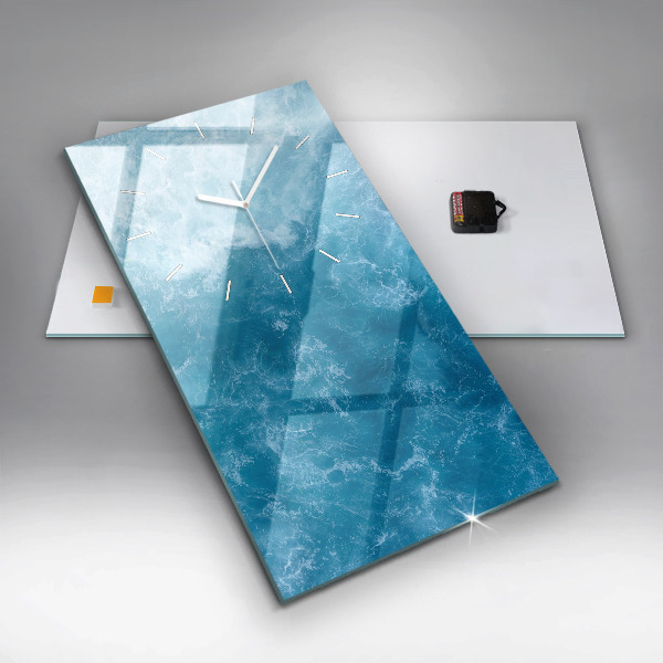 Ceas vertical de perete din sticlă Apa de mare